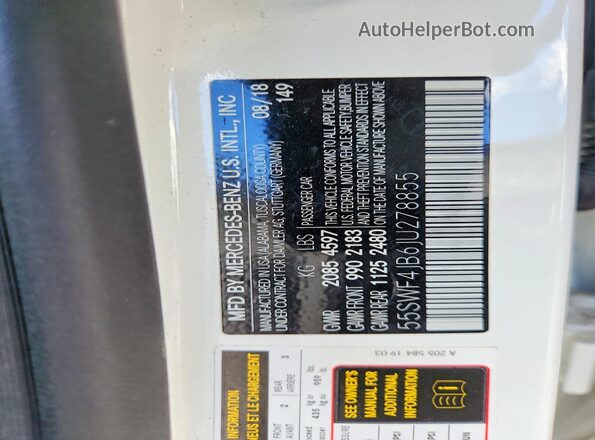 55SWF4JB6JU278855 2018 MERCEDES-BENZ C White Widok komory silnika