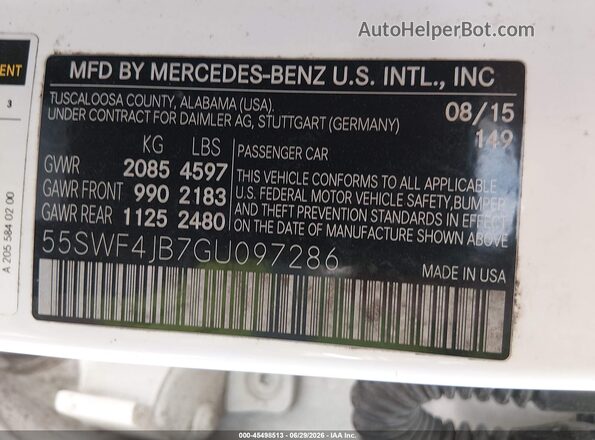 55SWF4JB7GU097286 2016 MERCEDES-BENZ C-CLASS Белый Вид подкапотного пространства