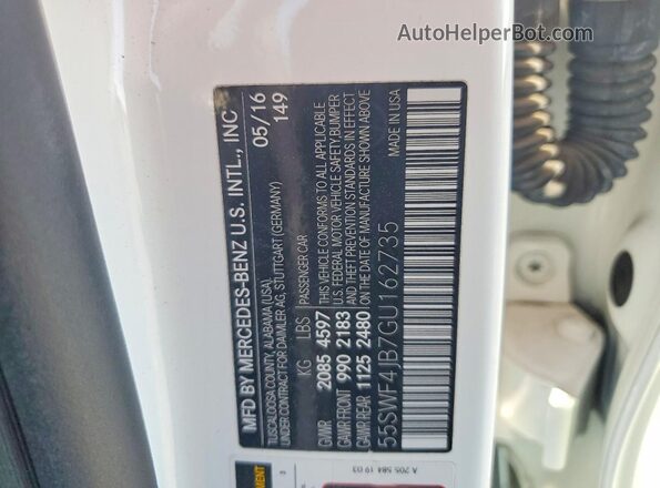 55SWF4JB7GU162735 2016 MERCEDES-BENZ C Белый Вид наклейки с VIN-кодом