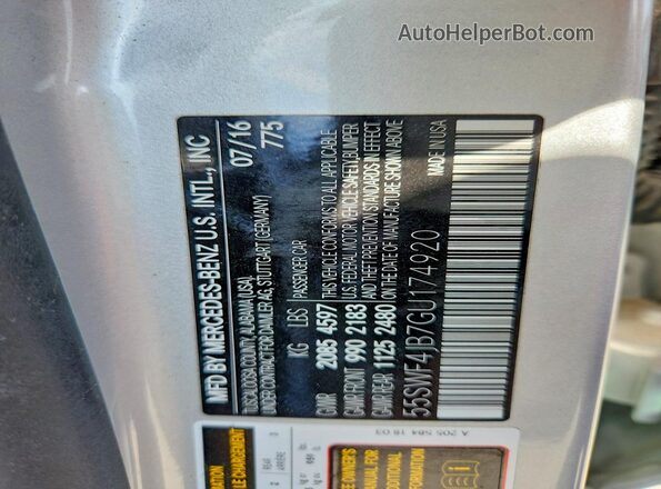 55SWF4JB7GU174920 2016 MERCEDES-BENZ C Silver Widok komory silnika