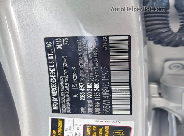55SWF4JB8GU159021 2016 MERCEDES-BENZ C Silver Вид підкапотного простору