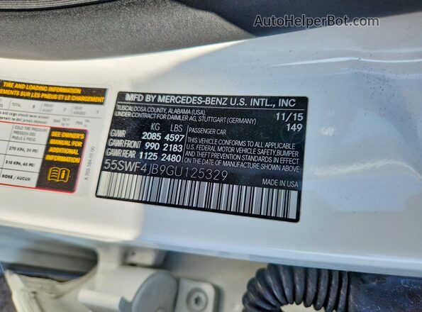 55SWF4JB9GU125329 2016 MERCEDES-BENZ C White Շարժիչի բաժամունքի տեսք