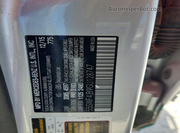 55SWF4JB9GU128747 2016 MERCEDES-BENZ C Silver 