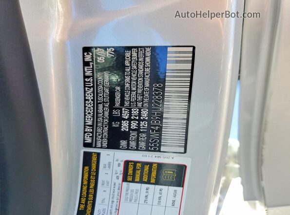55SWF4JB9HU228378 2017 MERCEDES-BENZ C Silver Widok komory silnika