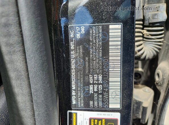 55SWF4JB9JU240701 2018 MERCEDES-BENZ C Black Вид наклейки з VIN-кодом