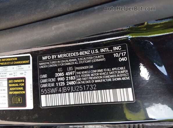 55SWF4JB9JU251732 2018 MERCEDES-BENZ C-CLASS Black Вид підкапотного простору