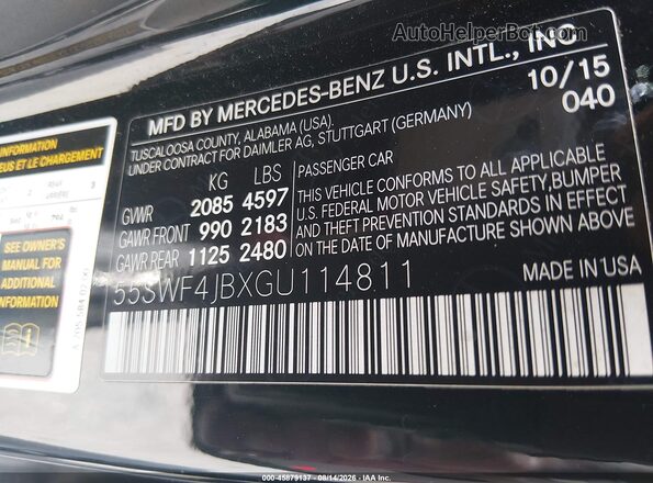55SWF4JBXGU114811 2016 MERCEDES-BENZ C-CLASS Black Շարժիչի բաժամունքի տեսք