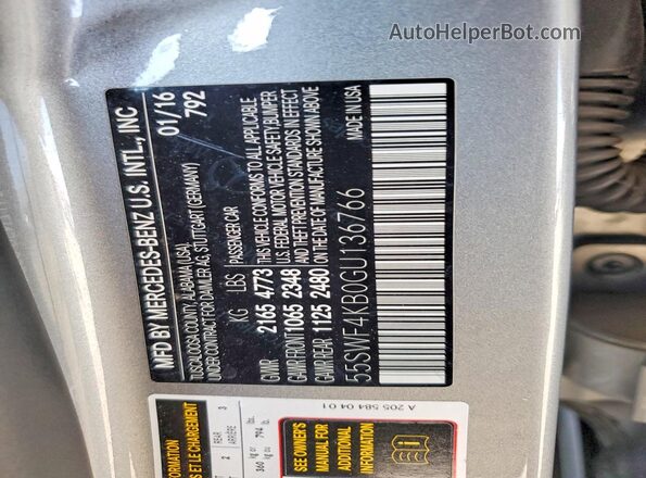 55SWF4KB0GU136766 2016 MERCEDES-BENZ C Серебряный Вид подкапотного пространства