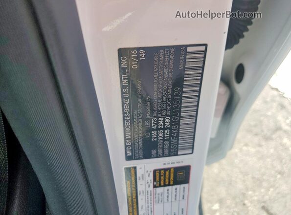 55SWF4KB1GU135139 2016 MERCEDES-BENZ C White Вид підкапотного простору
