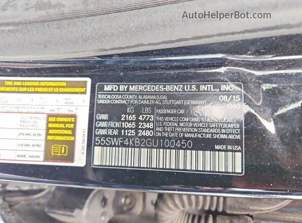 55SWF4KB2GU100450 2016 MERCEDES-BENZ C Black Widok komory silnika