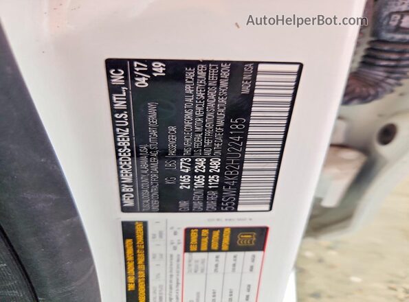 55SWF4KB2HU224185 2017 MERCEDES-BENZ C White VIN sticker view