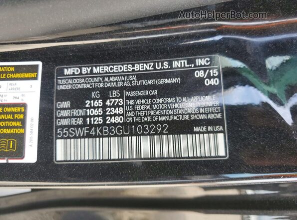 55SWF4KB3GU103292 2016 MERCEDES-BENZ C Black Widok komory silnika