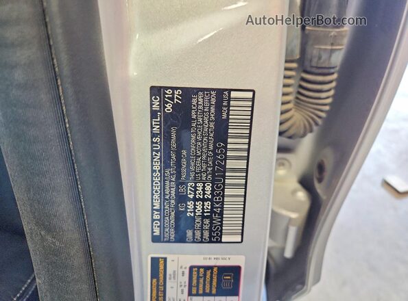 55SWF4KB3GU172659 2016 MERCEDES-BENZ C Silver Вид підкапотного простору