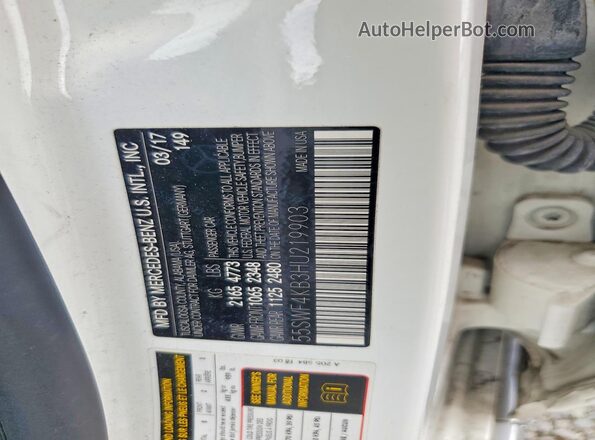 55SWF4KB3HU219903 2017 MERCEDES-BENZ C White VIN կոդի պիտակի տեսք