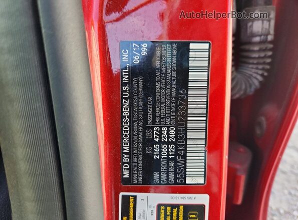 55SWF4KB3HU233736 2017 MERCEDES-BENZ C Красный Вид подкапотного пространства