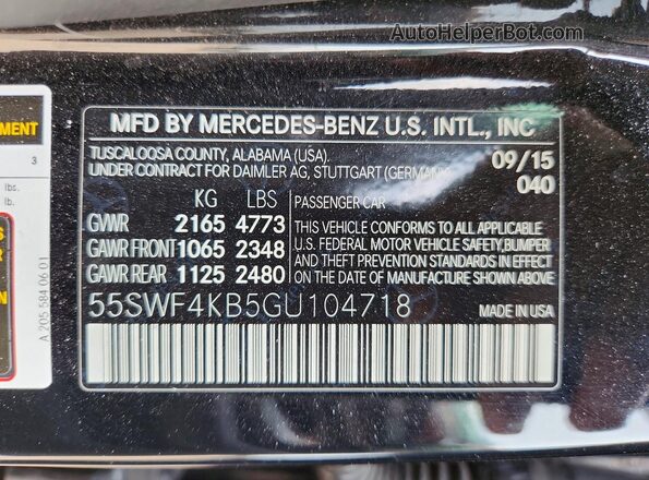 55SWF4KB5GU104718 2016 MERCEDES-BENZ C Black Engine compartment view