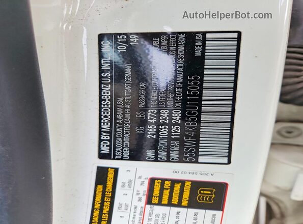 55SWF4KB5GU115055 2016 MERCEDES-BENZ C White Vista del compartimento del motor