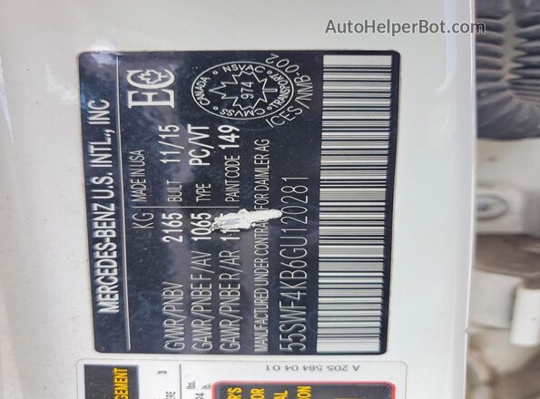 55SWF4KB6GU120281 2016 MERCEDES-BENZ C Cream Շարժիչի բաժամունքի տեսք