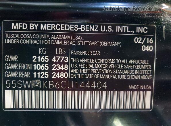 55SWF4KB6GU144404 2016 MERCEDES-BENZ C Black Widok komory silnika
