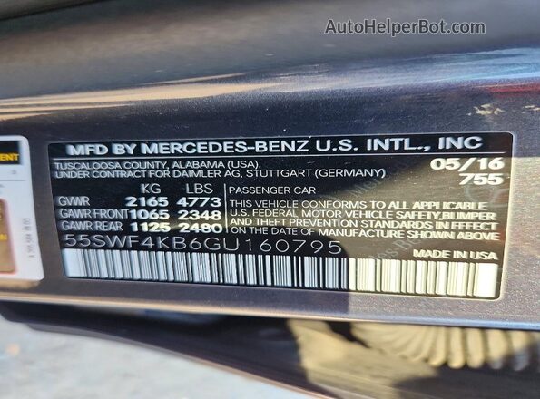 55SWF4KB6GU160795 2016 MERCEDES-BENZ C Gray ძრავის განყოფილების ხედი
