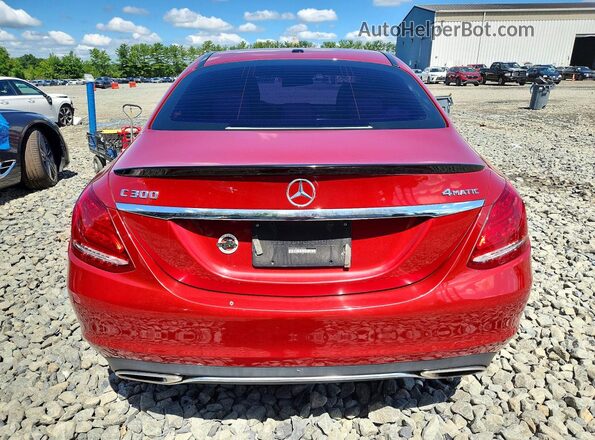 55SWF4KB6JU262332 2018 MERCEDES-BENZ C Red Вид ззаду
