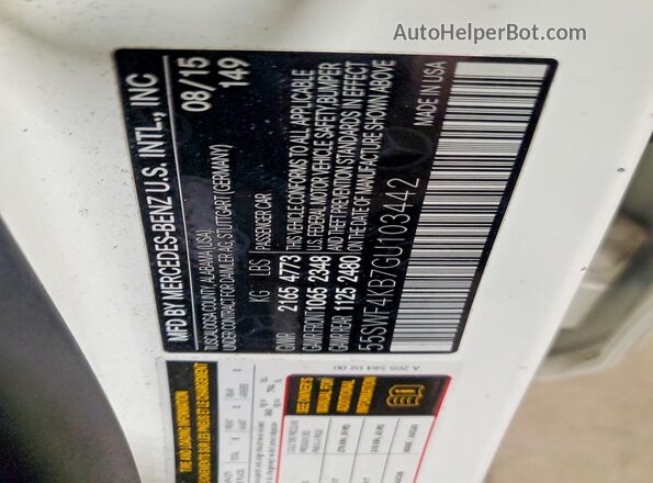 55SWF4KB7GU103442 2016 MERCEDES-BENZ C White Widok komory silnika