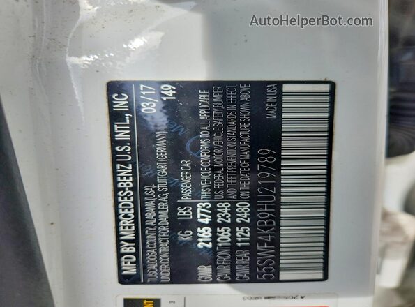 55SWF4KB9HU219789 2017 MERCEDES-BENZ C White Vista del compartimento del motor