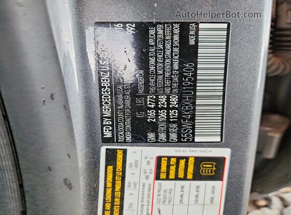 55SWF4KBXHU195406 2017 MERCEDES-BENZ C Gray Շարժիչի բաժամունքի տեսք