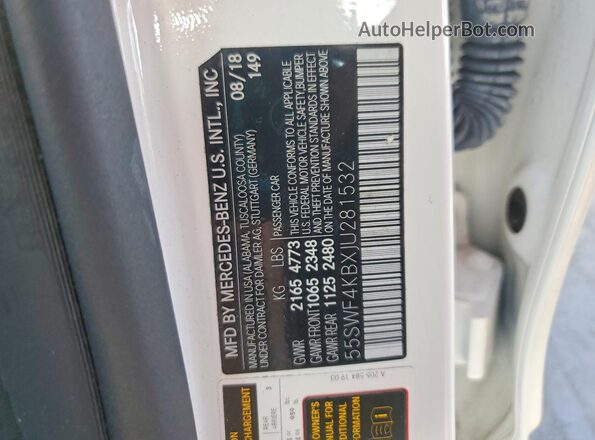 55SWF4KBXJU281532 2018 MERCEDES-BENZ C White Widok komory silnika