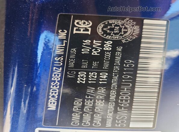 55SWF6EB0HU191159 2017 MERCEDES-BENZ C Синий Вид подкапотного пространства
