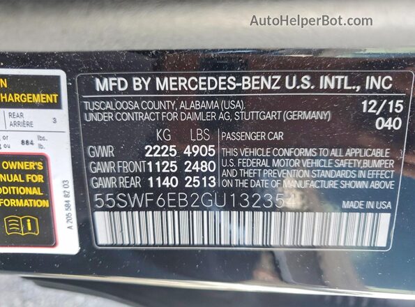 55SWF6EB2GU132354 2016 MERCEDES-BENZ C Black Vista del compartimento del motor