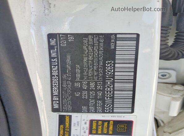 55SWF6EB2HU192653 2017 MERCEDES-BENZ C White Շարժիչի բաժամունքի տեսք