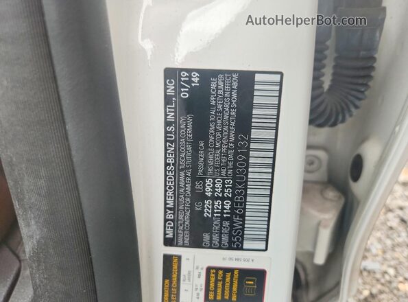 55SWF6EB3KU309132 2019 MERCEDES-BENZ C White Շարժիչի բաժամունքի տեսք