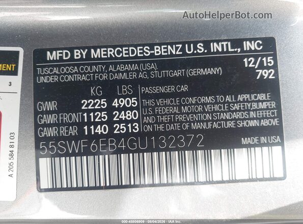 55SWF6EB4GU132372 2016 MERCEDES-BENZ C-CLASS Gray Engine compartment view