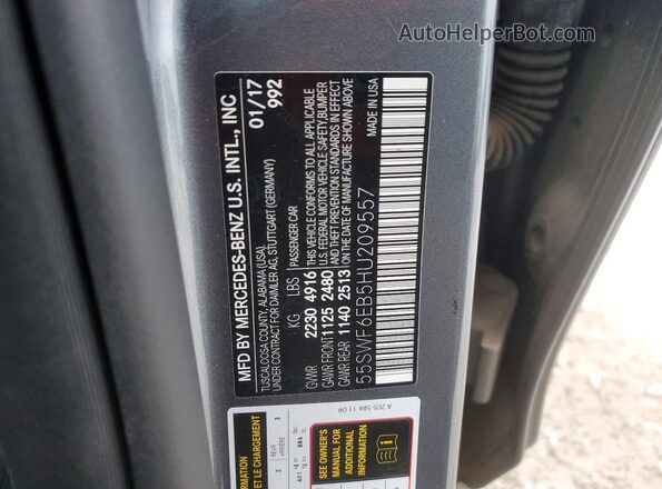 55SWF6EB5HU209557 2017 MERCEDES-BENZ C Gray VIN sticker view
