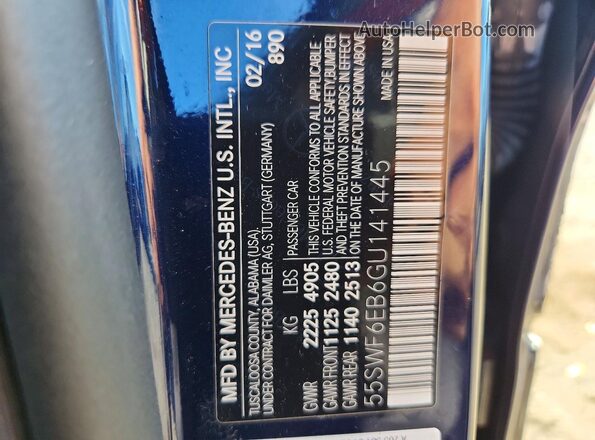 55SWF6EB6GU141445 2016 MERCEDES-BENZ C Синий Вид подкапотного пространства