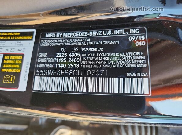 55SWF6EB8GU107071 2016 MERCEDES-BENZ C Black Vista del compartimento del motor