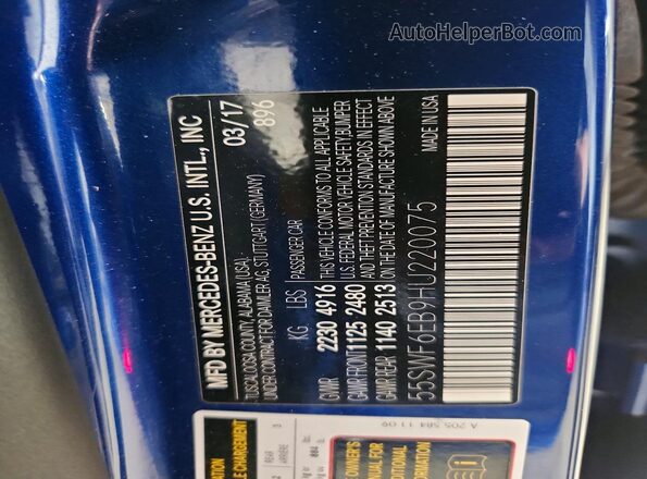 55SWF6EB9HU220075 2017 MERCEDES-BENZ C-CLASS Blue Вид підкапотного простору