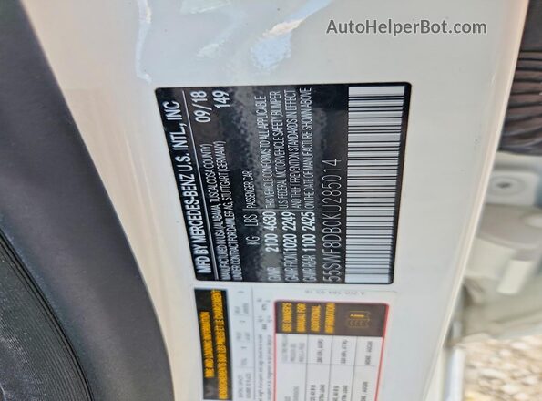 55SWF8DB0KU285014 2019 MERCEDES-BENZ C White VIN sticker view