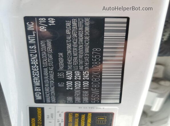 55SWF8DB2KU285578 2019 MERCEDES-BENZ C White Вид підкапотного простору