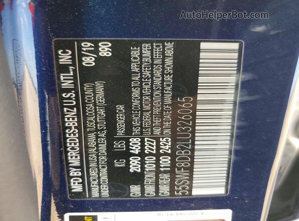 55SWF8DB2LU326065 2020 MERCEDES-BENZ C Blue Engine compartment view