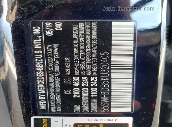 55SWF8DB5KU320405 2019 MERCEDES-BENZ C Black Engine compartment view