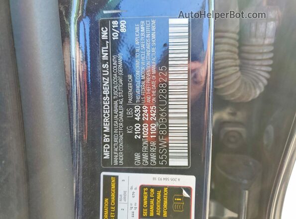 55SWF8DB6KU288225 2019 MERCEDES-BENZ C Blue Widok komory silnika