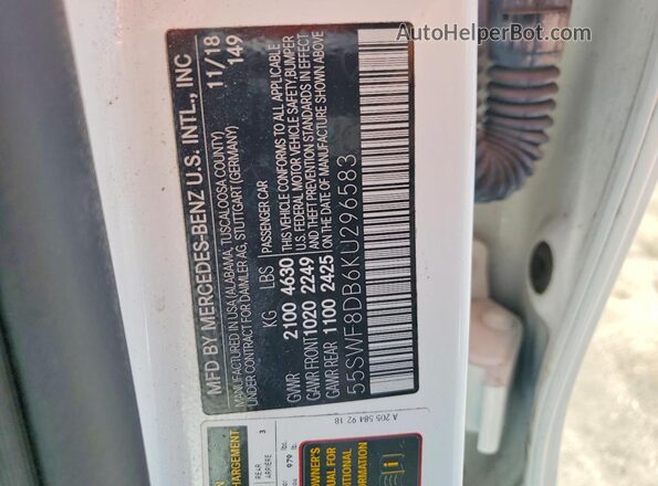 55SWF8DB6KU296583 2019 MERCEDES-BENZ C White Widok komory silnika
