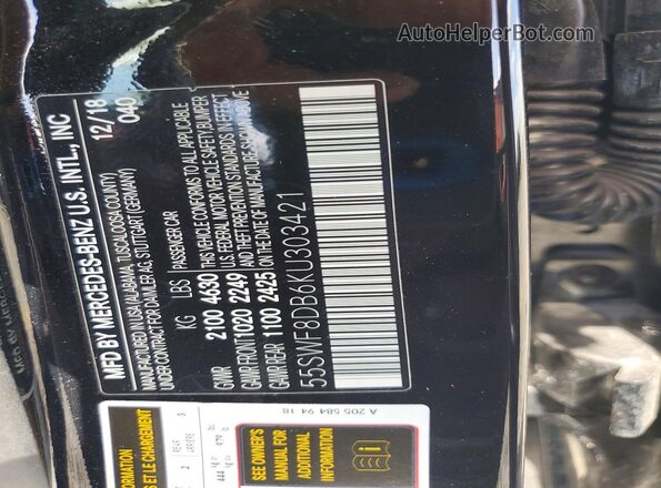 55SWF8DB6KU303421 2019 MERCEDES-BENZ C Black Շարժիչի բաժամունքի տեսք