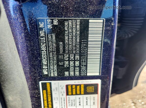 55SWF8EB0LU327911 2020 MERCEDES-BENZ C Blue Вид підкапотного простору