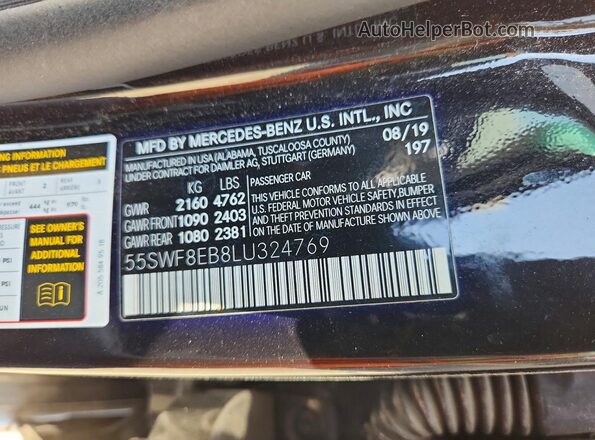 55SWF8EB8LU324769 2020 MERCEDES-BENZ C Black Вид підкапотного простору