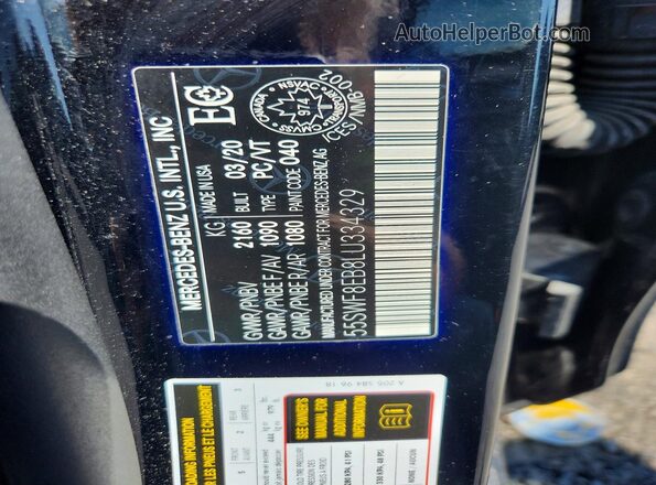55SWF8EB8LU334329 2020 MERCEDES-BENZ C Black Vista del compartimento del motor
