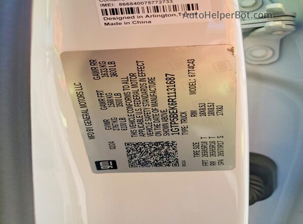 1GTP5BEK6R1131687 2024 GMC CANYON White VIN sticker view