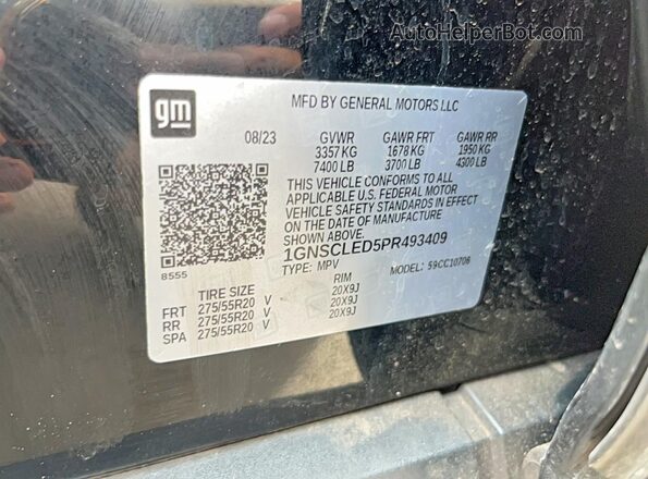 1GNSCLED5PR493409 2023 CHEVROLET TAHOE Black Вид задньої частини салону